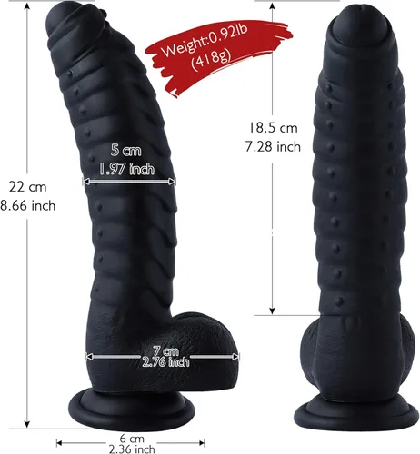 Miniatura 5 de Consolador grande realista de silicona de 8.66 pulgadas para mujeres, consolador grande con copa de succión fuerte, juguetes para adultos para Negro
