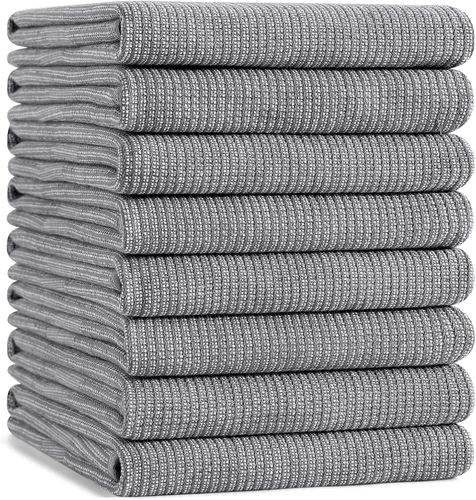 Miniatura 12 de Mordimy Paquete de 6 paños de cocina de alta calidad (18 x 28 pulgadas, negro), toalla de mano grande de algodón, paños planos y de rizo para secar
