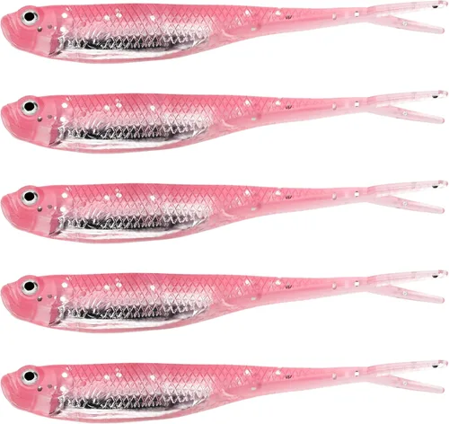 Miniatura 14 de QualyQualy 5 señuelos de pesca suaves de Swimbait, 6 unidades Jerk Shad Minnow Drop Shot Señuelo para Bass Bait Shad Señuelo suave Jerkbait para A-4#
