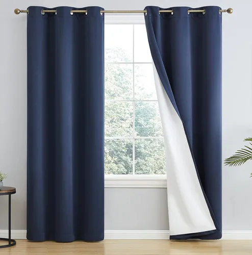 Miniatura 20 de HLC.ME - Cortinas con forro que no deja pasar la luz con doble capa gruesa, cortina con ojales con aislamiento térmico y ahorro de energía para Gris