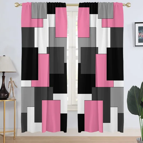 Miniatura 35 de AAtter Cortina de Ventana Verde Azulado y Negro Turquesa Aguamarina Gris Blanco Abstracto Moderno Oscuro Masculino Sala de Estar Dormitorio Cortinas