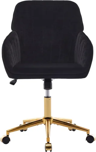 Miniatura 4 de Silla de oficina en casa, silla giratoria de terciopelo para escritorio, sillón tapizado moderno con base dorada para niñas y mujeres, asiento