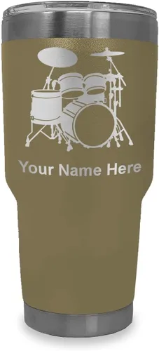 Miniatura 24 de LaserGram Vaso aislado al vacío de 20 onzas, juego de batería, grabado personalizado incluido (negro)
