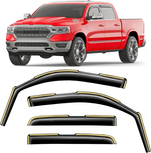 Miniatura 23 de Protectores de lluvia en canal para Ford F250-F550 1999-2016 Super Duty SuperCrew Protector de lluvia de ventana, deflectores de ventana extra