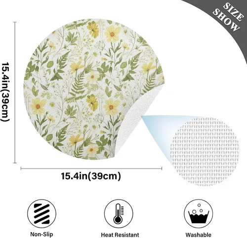 Miniatura 4 de Yellow White Wildflowers Place Mat, Washable Heat Place Mat for Kitchen one sizex1
