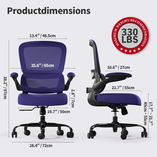 Miniatura 2 de Silla de oficina – Silla de escritorio ergonómica con soporte lumbar ajustable, silla de computadora de malla, silla ejecutiva para oficina en casa