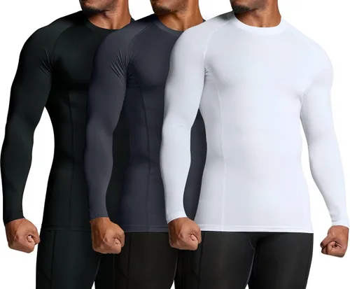 Miniatura 2 de ATHLIO - Paquete de 1 o 3 camisetas de compresión de manga larga con FPU 50+ para hombre, camiseta de protección para deportes acuáticos