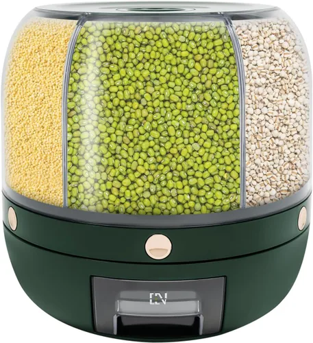 Miniatura 10 de Dispensador de cereales, Dispensador de grano giratorio de 360 ° de 6 rejillas, Dispensador de arroz transparente de tamaño de compartimento 24