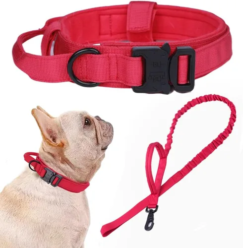 Miniatura 57 de Collar táctico para perro, ajustable, militar, de nailon, con asa de control y hebilla de metal resistente para perros medianos y grandes (negro, S)