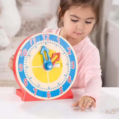 Miniatura 7 de Reloj de madera educativo para niños, con tarjetas reversibles de hora; juguete "Turn & Tell" de Melissa & Doug