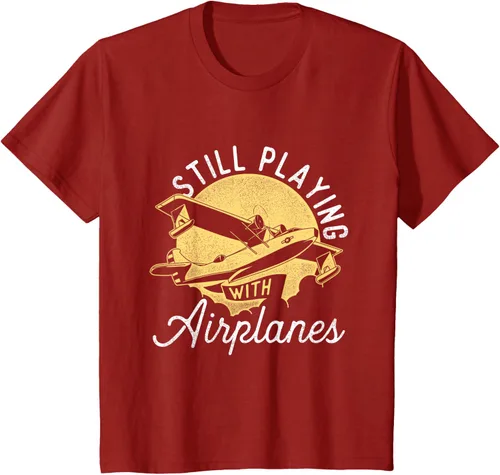 Miniatura 66 de Still Playing With Airplanes - Camiseta de control remoto RC Avión Piloto, Negro