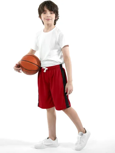 Miniatura 2 de Resinta Paquete de 4 pantalones cortos deportivos para niños, de baloncesto, de malla, de secado rápido, pantalones cortos de fútbol para el verano