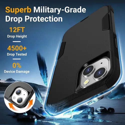 Miniatura 5 de jaroco Funda para iPhone 13 y Funda para iPhone 14 y Funda para iPhone 15 [Protección de Servicio Pesado][Protección contra Caídas de Grado