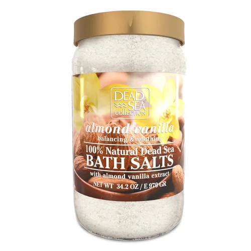 Dead Sea Collection Sales de baño con almendra y vainilla – Sal pura del Mar Muerto y aceite de almendras dulces – Nutritiva calmante y relajante