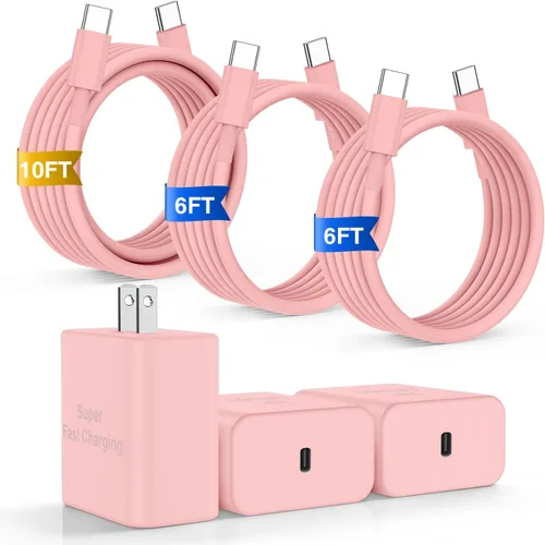 Miniatura 11 de Cargador de carga rápida para iPhone 17 y 16 Pro Max, cargadores USB C súper rápidos para iPhone 17 (6 pies+6 pies + 10 pies) tipo C con bloque