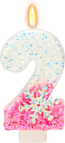 Miniatura 23 de Velas temáticas de cumpleaños de nieve congelada, vela de cumpleaños número 4 para suministros de fiesta, decoración de fiesta de cumpleaños Azul
