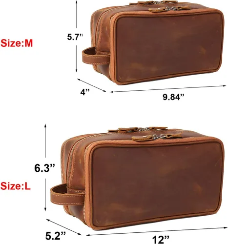 Miniatura 6 de Neceser de cuero personalizado para hombre, kit de afeitado de viaje, bolsa de cosméticos grande, organizador de baño, Negro