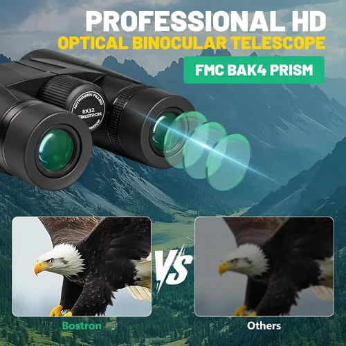 Miniatura 3 de Prismáticos de 8 x 32 para adultos – Lente HD BAK4 Prism FMC, resistente al agua, visión grande, visión clara, ligero con adaptador de teléfono