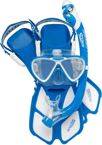 Miniatura 2 de Cressi Youth Snorkel Set for Kids Ages 3 to 8 - Short Adjustable Fins, Silicone Mask, Dry Snorkel - Mini Bonete Pro Dry Set