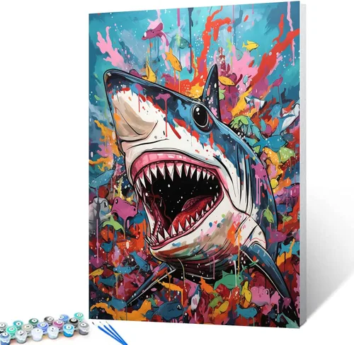 Miniatura 9 de Kits de pintura por números, gato con auriculares, pintura al óleo, decoración de pared, graffiti, arte de animales, 16 x 20 pulgadas, música, gato