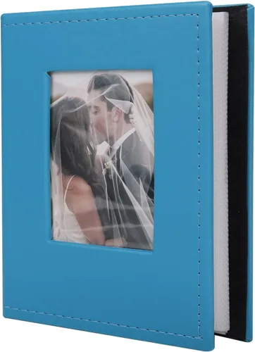 Miniatura 35 de Álbum de Fotos 4x6 para 300 Fotos Cubierta de Cuero PU Página Interior Negra para Álbumes de Boda Libro de Fotos Familiar Bebé Aniversario Bolsillo