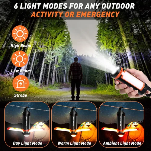 Miniatura 5 de AYL - Linterna portátil recargable LED para campamento, lámpara ligera recargable por USB, linterna LED, equipo de supervivencia para el hogar, luz