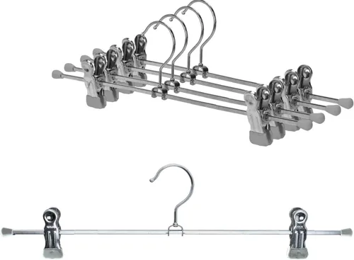Miniatura 14 de Mawa by Reston Lloyd - Percha antideslizante que ahorra espacio para pantalones y faldas con dos clips, estilo K/40D, juego de 10, 15 3/4 pulgadas