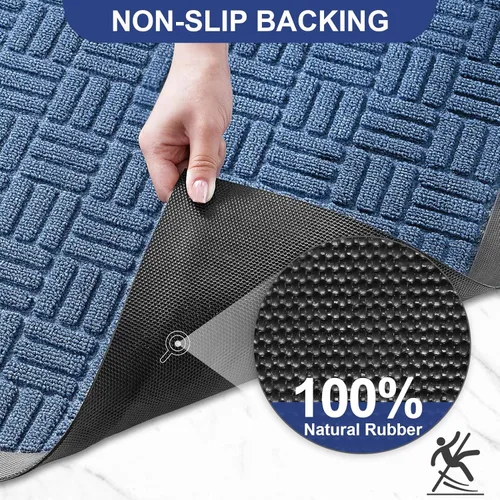 Miniatura 5 de Mibao Tapete para puerta delantera, resistente y duradero, tapete de bienvenida para interiores y exteriores, atrapador de suciedad, impermeable