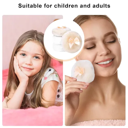 Miniatura 4 de 4 polvos esponjosos grandes, soplos de polvo blanco, soplos de polvo para polvo facial, soplo de polvo corporal ultra suave, soplo de polvo corporal