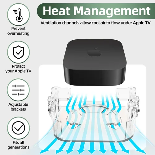 Miniatura 4 de Soporte para Apple TV detrás de TV - Soporte para Apple TV (incluidos los modelos 4K) 3 opciones de instalación con adhesivo, colgar y tornillos