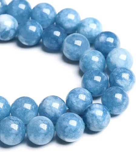 Miniatura 46 de 4MM 86 piezas cuentas sueltas de calcedonia azul aguamarina para hacer joyas, pulseras, collares Aguamarina azul