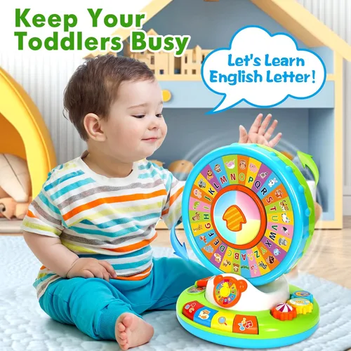 Miniatura 5 de Duchong - Juguete educativo para niños de 1, 2, 3 años, niños y niñas, zoológico de alfabeto que gira y canta con sonidos, juguetes educativos