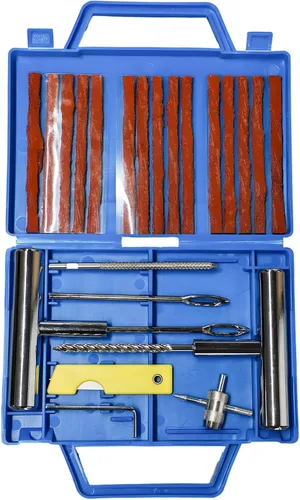 Juego de 22 piezas de reparación de neumáticos, tapones de reparación de goma resistentes con herramientas profesionales, kit de parche universal