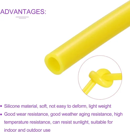 Miniatura 5 de DMiotech 0.197 in ID 0.276 in OD 10 pies tubo de silicona amarillo industrial tubo de silicona para bomba de aire de agua