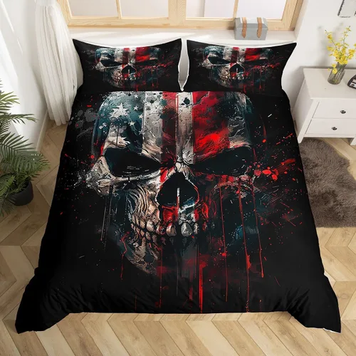 Miniatura 18 de Manfei Juego de ropa de cama de silueta de ciervo, tamaño individual, funda de edredón con patrón de flechas y cuernos con 1 funda de almohada