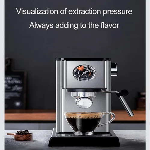 Miniatura 5 de Máquina de café expreso portátil, máquina de café semiautomática para uso doméstico, máquinas de capuchino para el hogar, con bomba de presión de 15