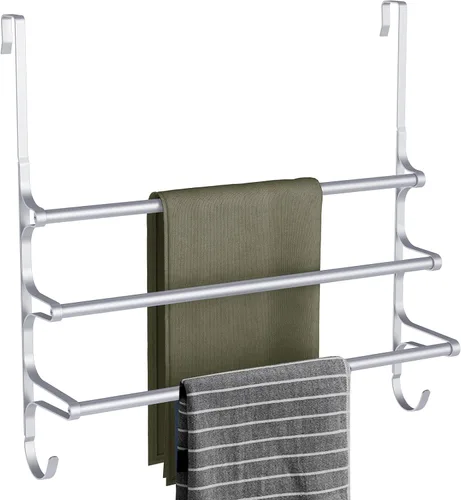Miniatura 11 de CANYAVE Toallero para colocar sobre la puerta, toallero para puerta de baño, soporte triple para almacenamiento de toallas con ganchos (negro mate)