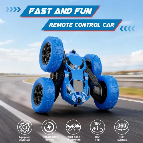 Miniatura 2 de Coche de control remoto, juguetes de autos RC para niños de 6 a 12 años, camión de acrobacias RC de 2.4 GHz con giros de doble cara de 360°