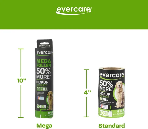 Evercare Paquete de valor ultra adhesivo para mascotas con rodillo de pelusa mega y 2 rollos de recambio, 50 hojas cada uno