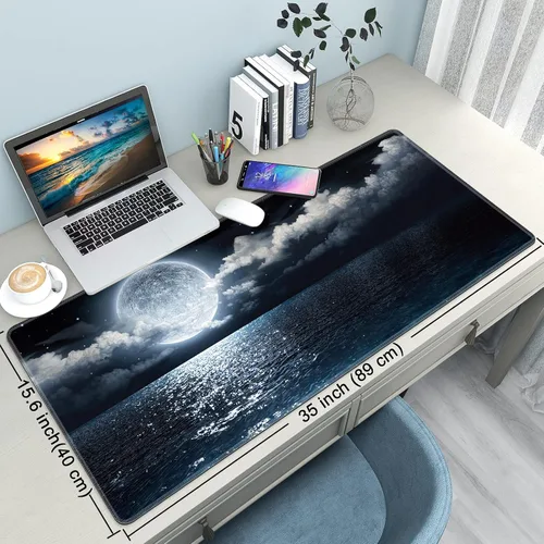 Miniatura 2 de Alfombrilla de Escritorio, Alfombrilla Grande para Ratón 35''×15.6'' XXL Extendida para Gaming con Base Antideslizante Bordes Cosidos Alfombrilla