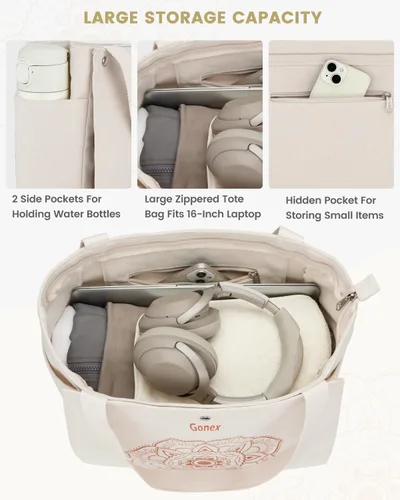Miniatura 3 de Gonex Bolsa para Esterilla de Yoga, Bolsa de Gimnasio Tipo Tote con Múltiples Bolsillos para Mujeres y Hombres, Portaesterillas de Yoga de Lona