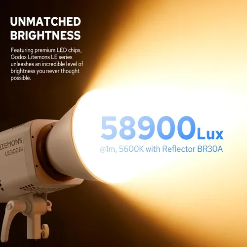 Miniatura 3 de Godox Litemons LE300Bi - Luz de video LED bicolor de 300 W, 58900Lux@1M luz de estudio con control de aplicación, 11 efectos FX, 2800K-6500K 0-100%