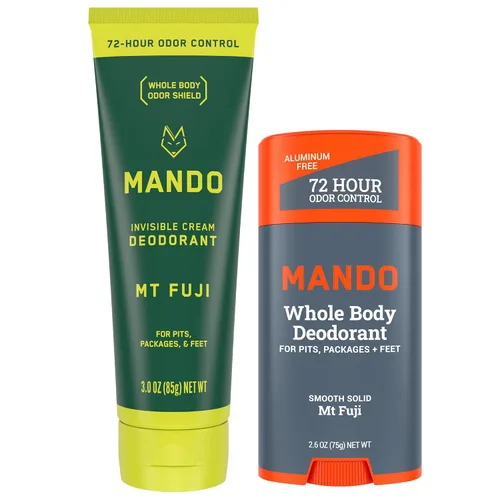 Miniatura 7 de Mando Desodorante para todo el cuerpo, tubo de crema invisible y barra sólida, control de olores de 72 horas, sin aluminio, sin bicarbonato