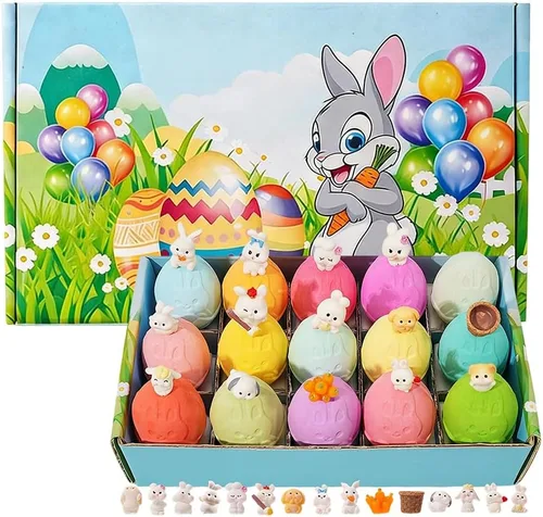 Miniatura 3 de 15 piezas de juguetes oceánicos de baño, caja de bolas de sal de baño, bombas de baño con sorpresa en el interior, bombas de baño de Pascua, bombas
