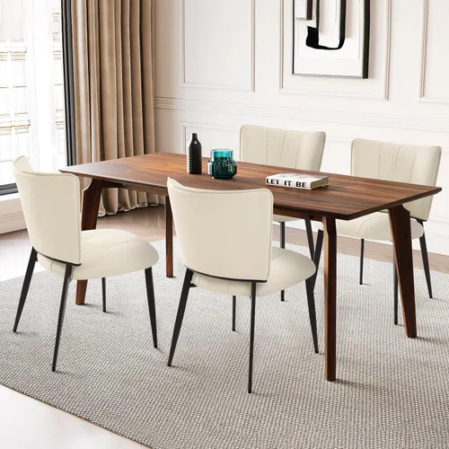 Miniatura 8 de Homcosan Juego de 2 sillas de comedor, modernas sillas de cocina con asiento acolchado tapizado y patas de metal, fácil montaje, sillas de comedor