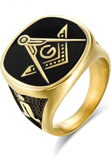 Anillos de motociclista masónico con diseño masónico de maestro masón, joyería estilo sello masónico, joyería con sello masónico, Metal
