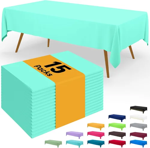 Miniatura 140 de Smiry - Juego de 6 manteles desechables, 54 x 78 pulgadas, manteles impermeables rectangulares para fiestas, cubierta de mesa de plástico