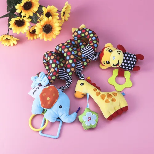 Miniatura 2 de TOYMYTOY Juguete de asiento de coche en espiral para bebé, mono de peluche, elefante, cuna, sonajeros, actividad sensorial, juguete de viaje