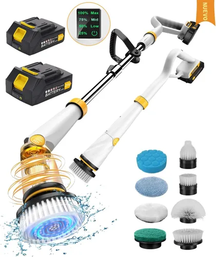 Miniatura 9 de Qimedo Limpiador eléctrico giratorio con dos baterías Q2 Pro, limpiador eléctrico de alta potencia de 1500 RPM para limpieza, cepillo de limpieza