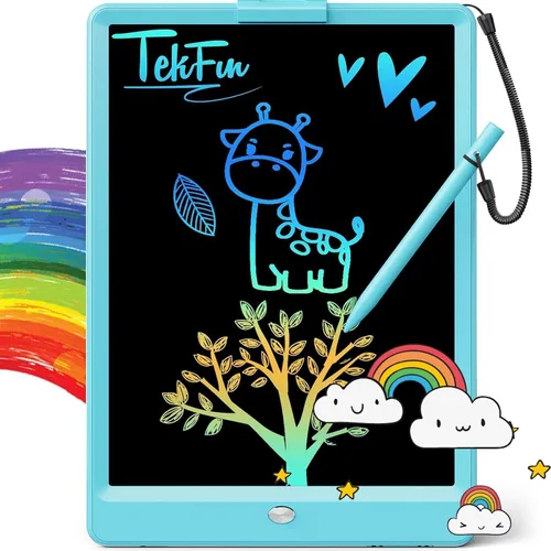 TEKFUN - Tablet de escritura con pantalla LCD, 10 pulgadas, tablet de dibujo con colores, juguetes de regalo para niñas y niños de 3 a 7 años Azul